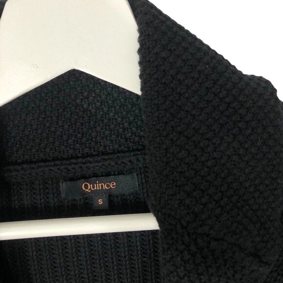 Quince Men's Black Shawl Collar Cardigan Small 5 Button - Picture 5 of 12